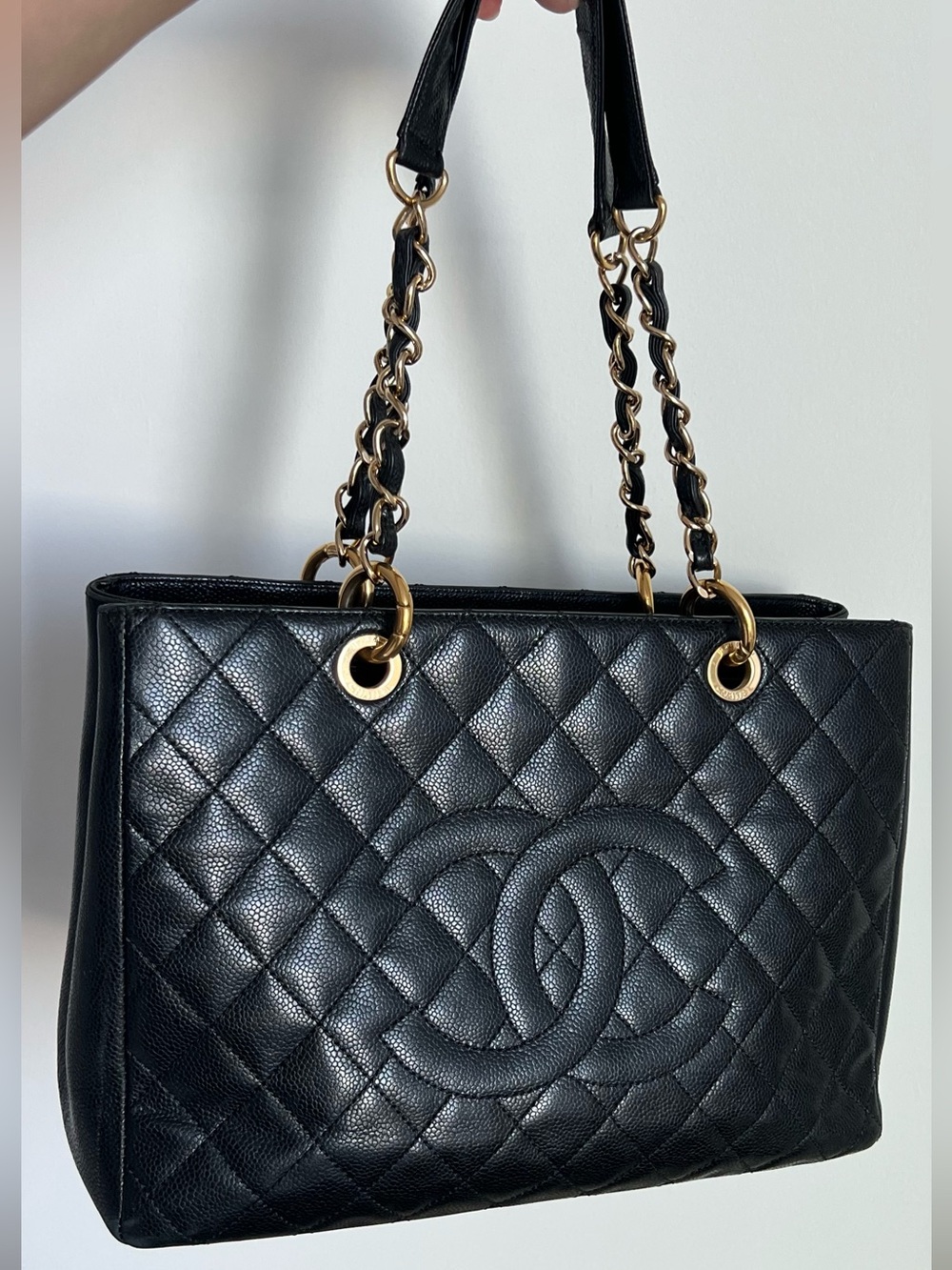Chanel grand shopping tote in black caviar